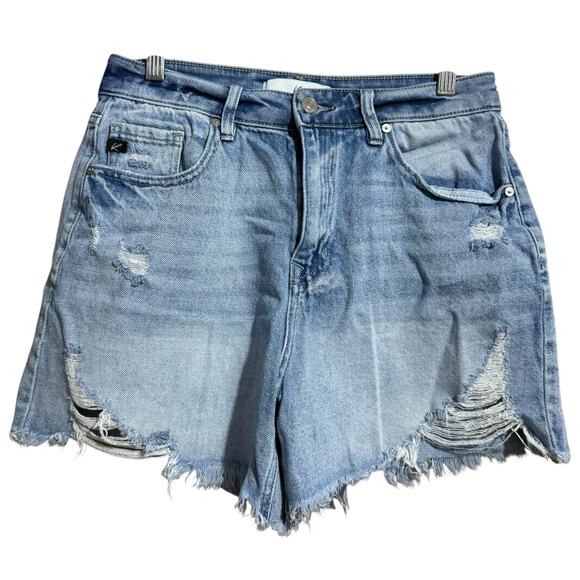 KanCan Sky High Rise Mom Distressed Shorts Medium Wash KC7984M Size 7 / 27